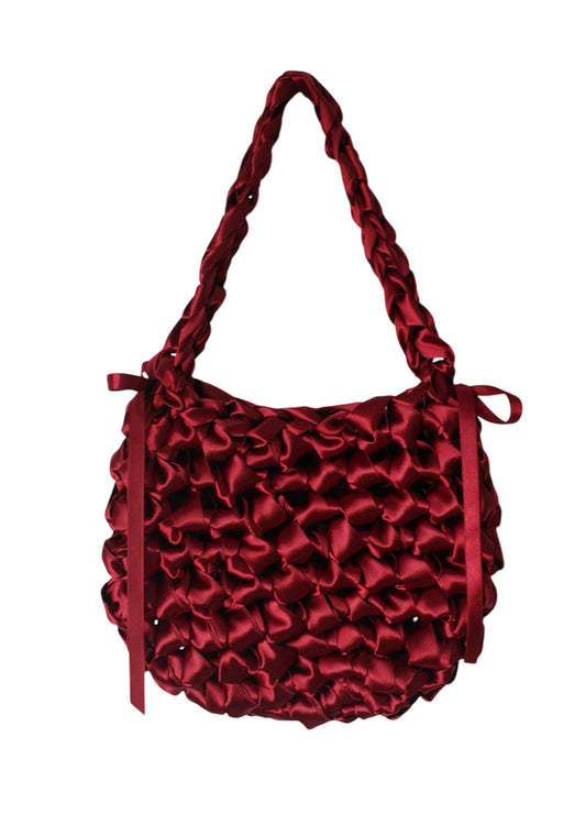 Satin Half-Moon Bag S (Red)