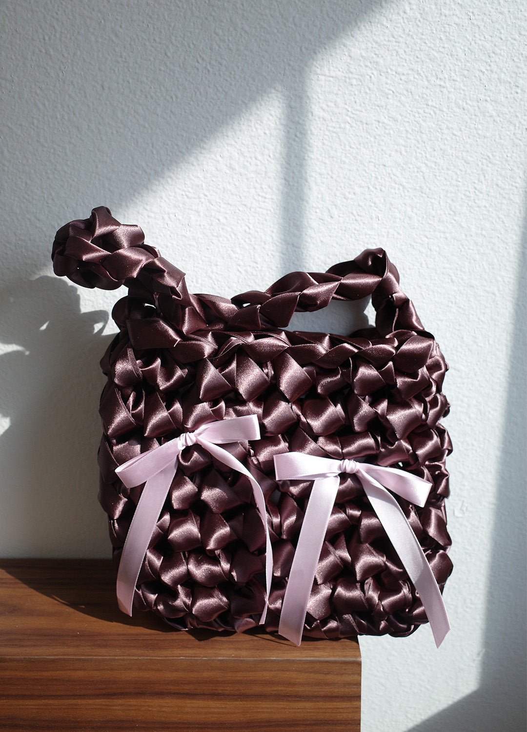 Satin Square Bag S (Brown)