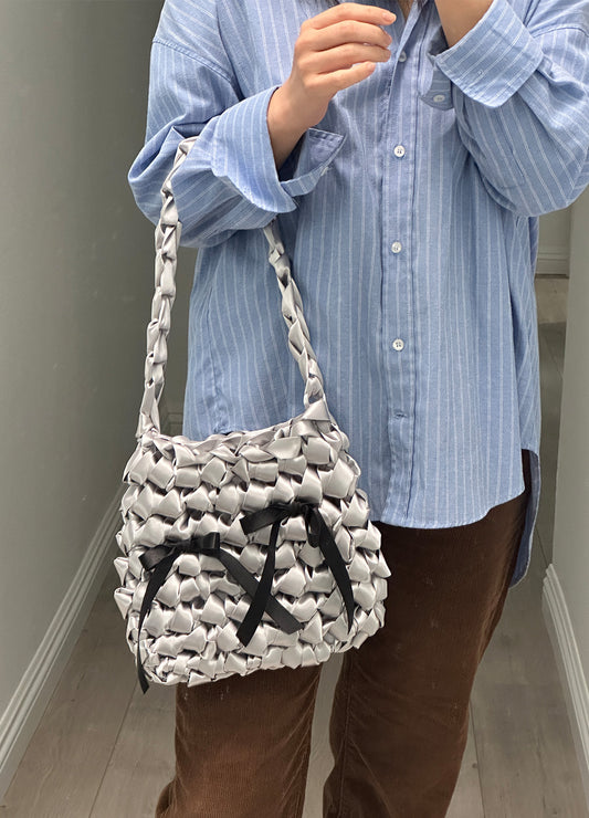 Satin Square Bag S (Silver)