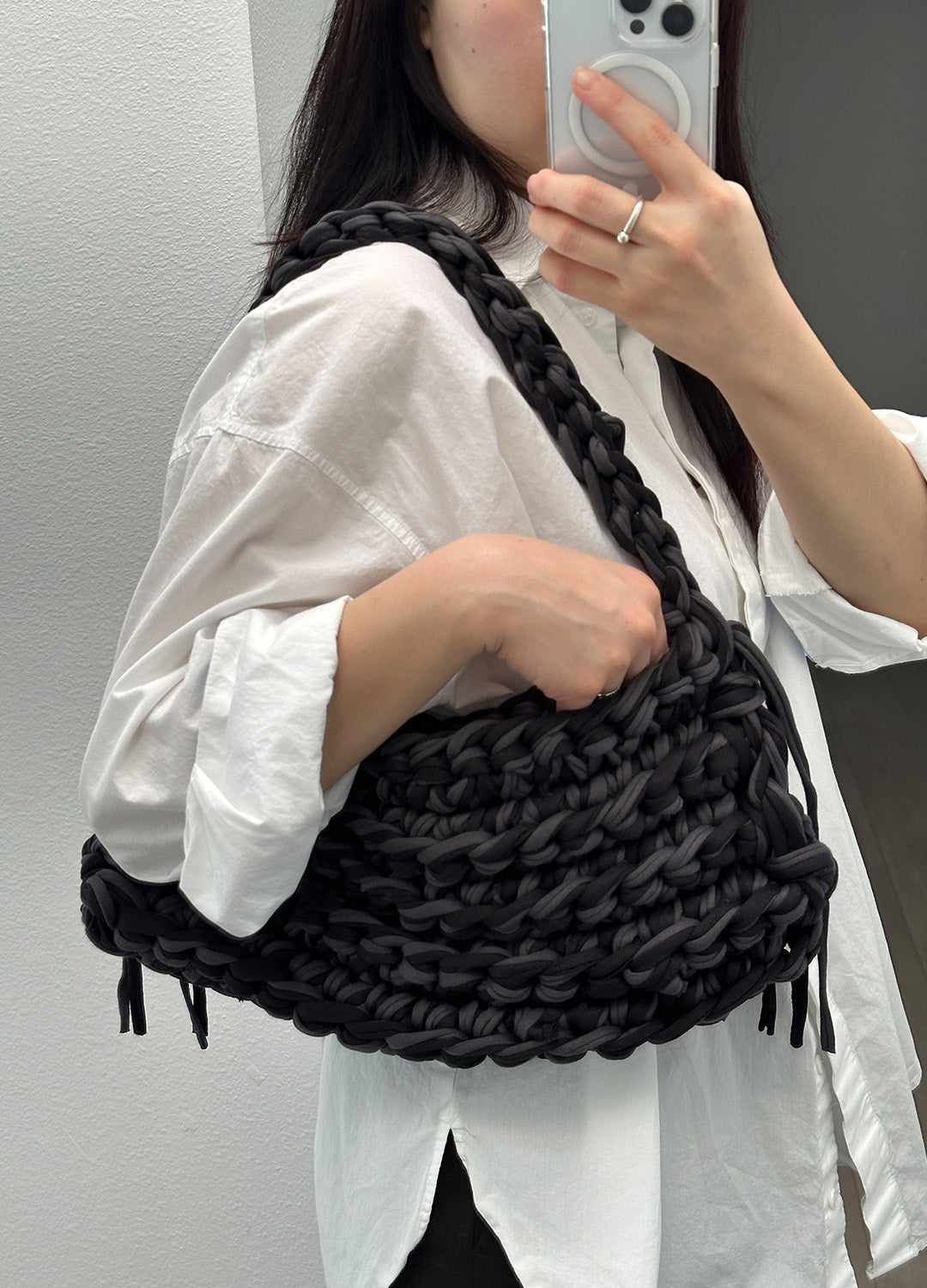 Boxy Shoulder Bag (BlackGrey)