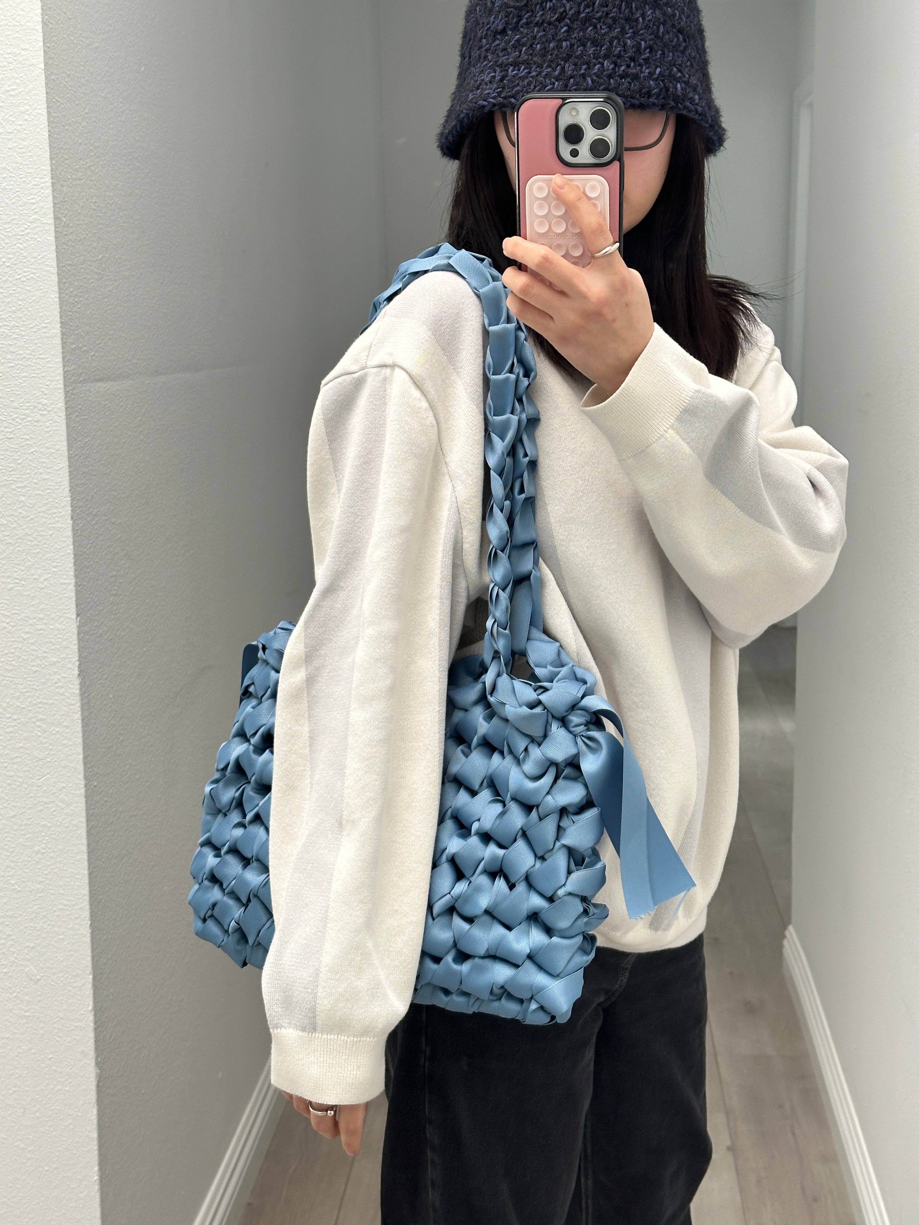 Rectangular Shoulder Bag (Dusty Blue)