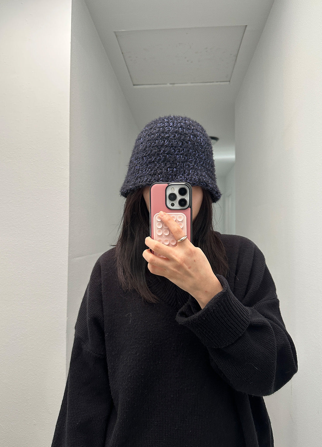 Mixed Bucket Hat (Black-Navy)