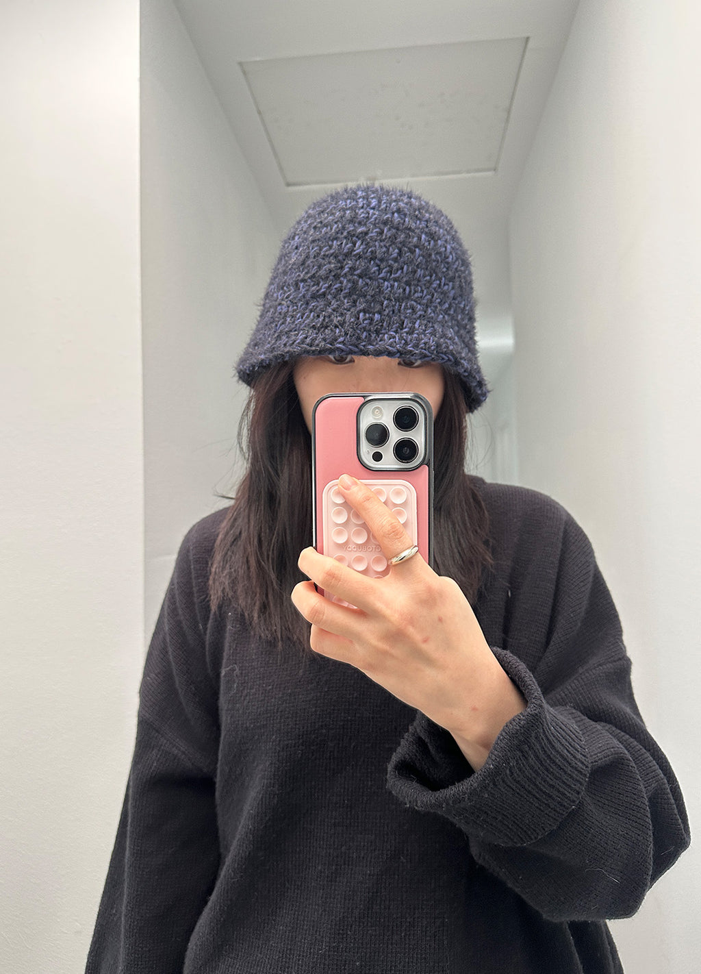 Mixed Bucket Hat (Black-Navy)