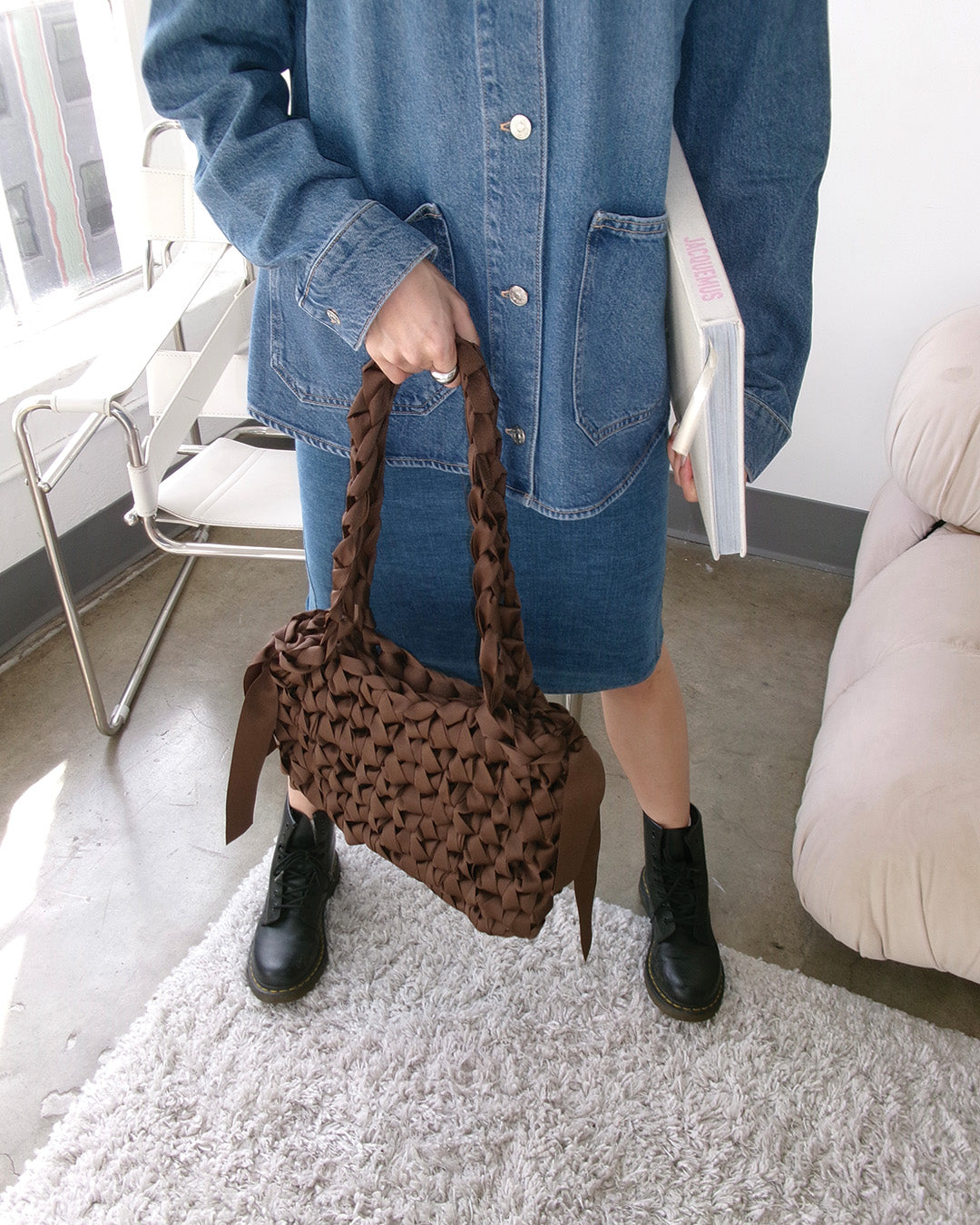 Rectangular Shoulder Bag (Brown)