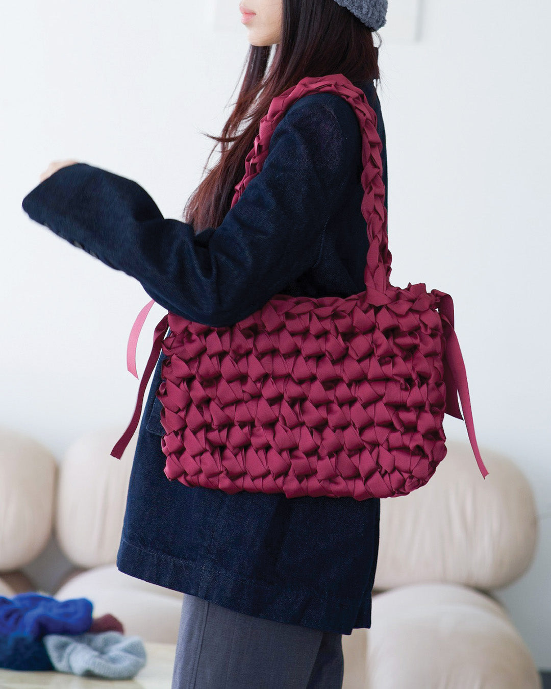Rectangular Shoulder Bag (Burgundy)