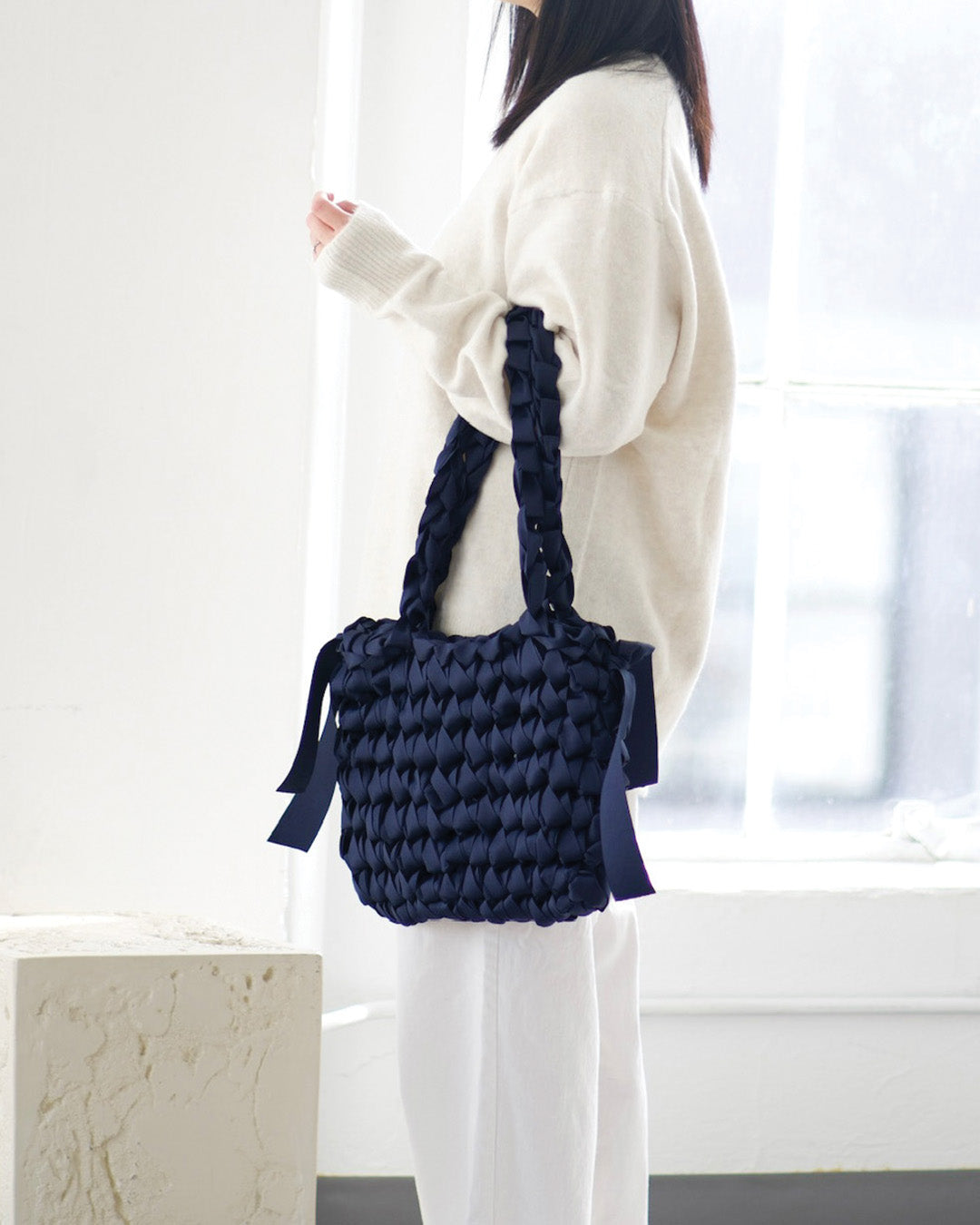 Rectangular Shoulder Bag (Navy)