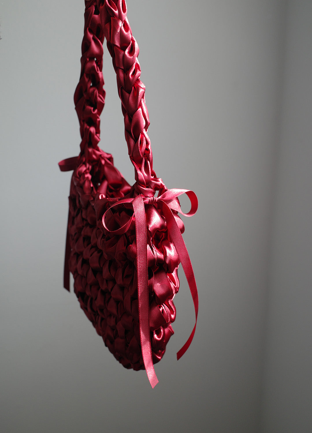 Satin Half-Moon Bag S (Red)
