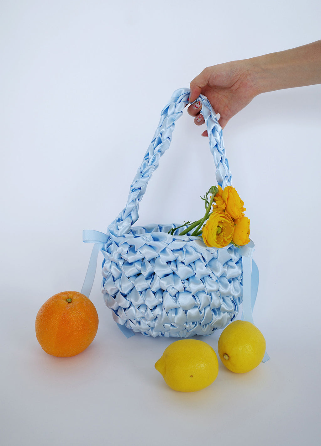 Satin Half-Moon Bag S (Sky Blue)