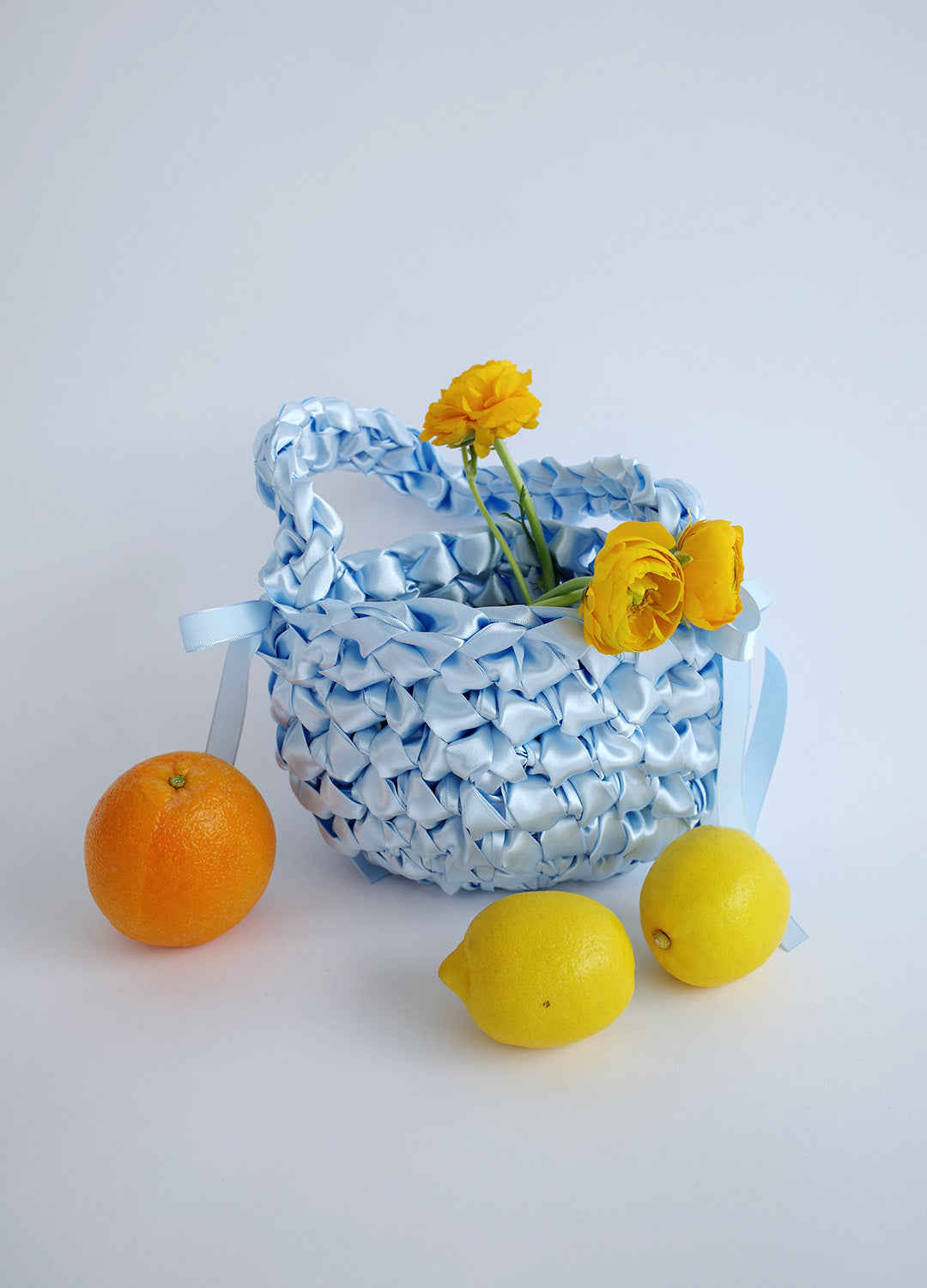 Satin Half-Moon Bag S (Sky Blue)