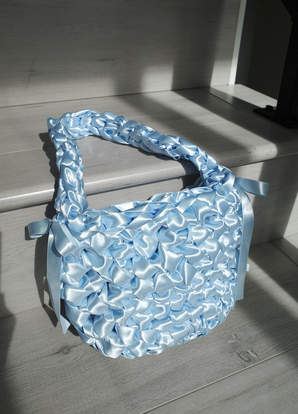 Satin Half-Moon Bag S (Sky Blue)