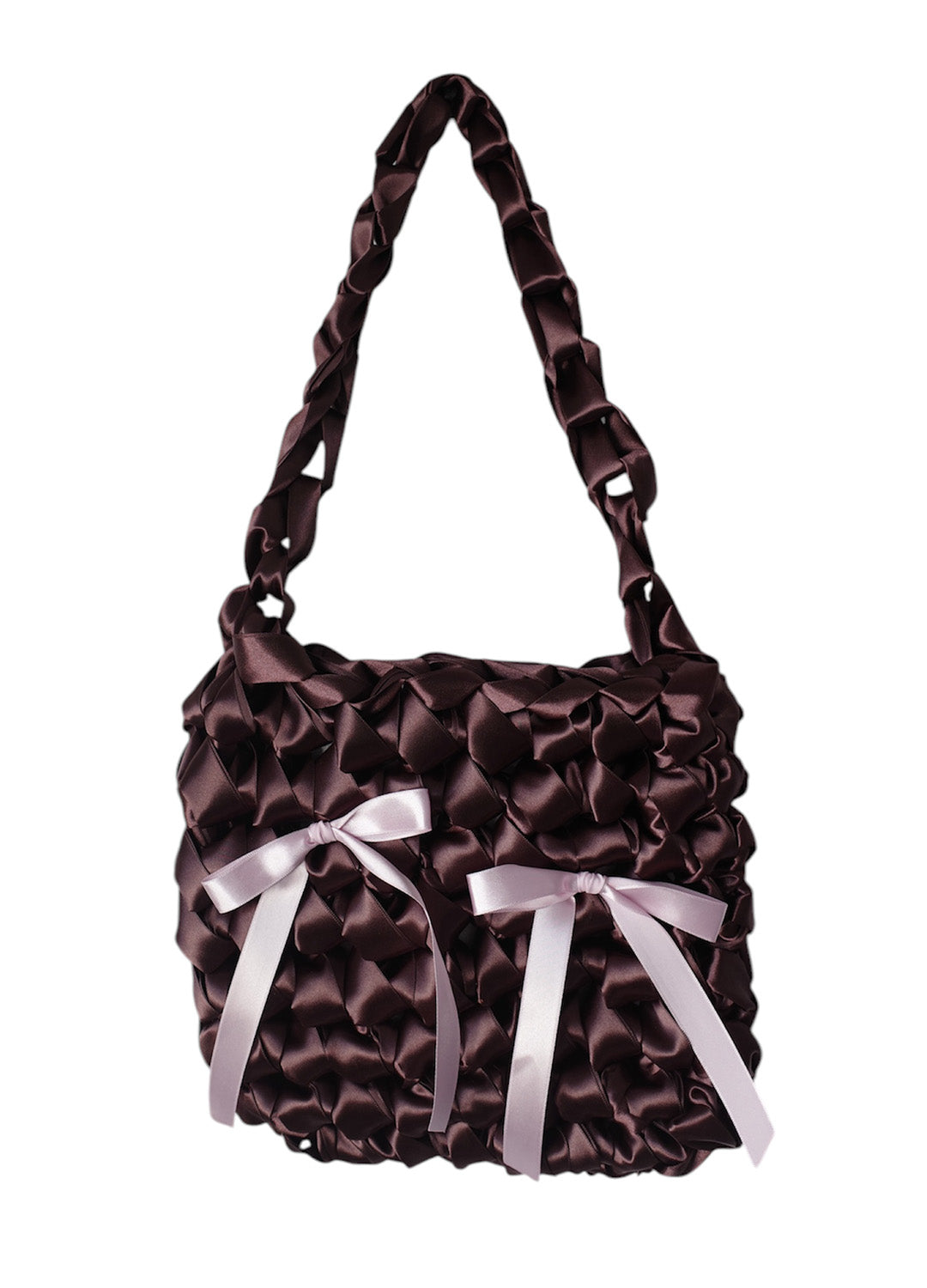 Satin Square Bag S (Brown)