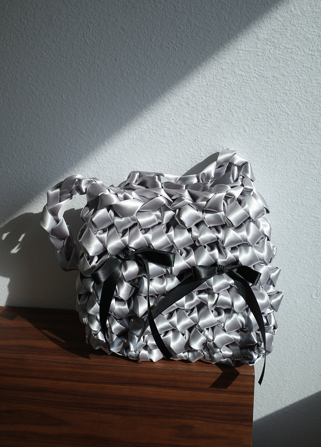 Satin Square Bag S (Silver)